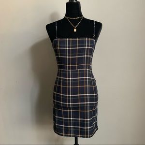 Navy Blue Plaid Cami Dress